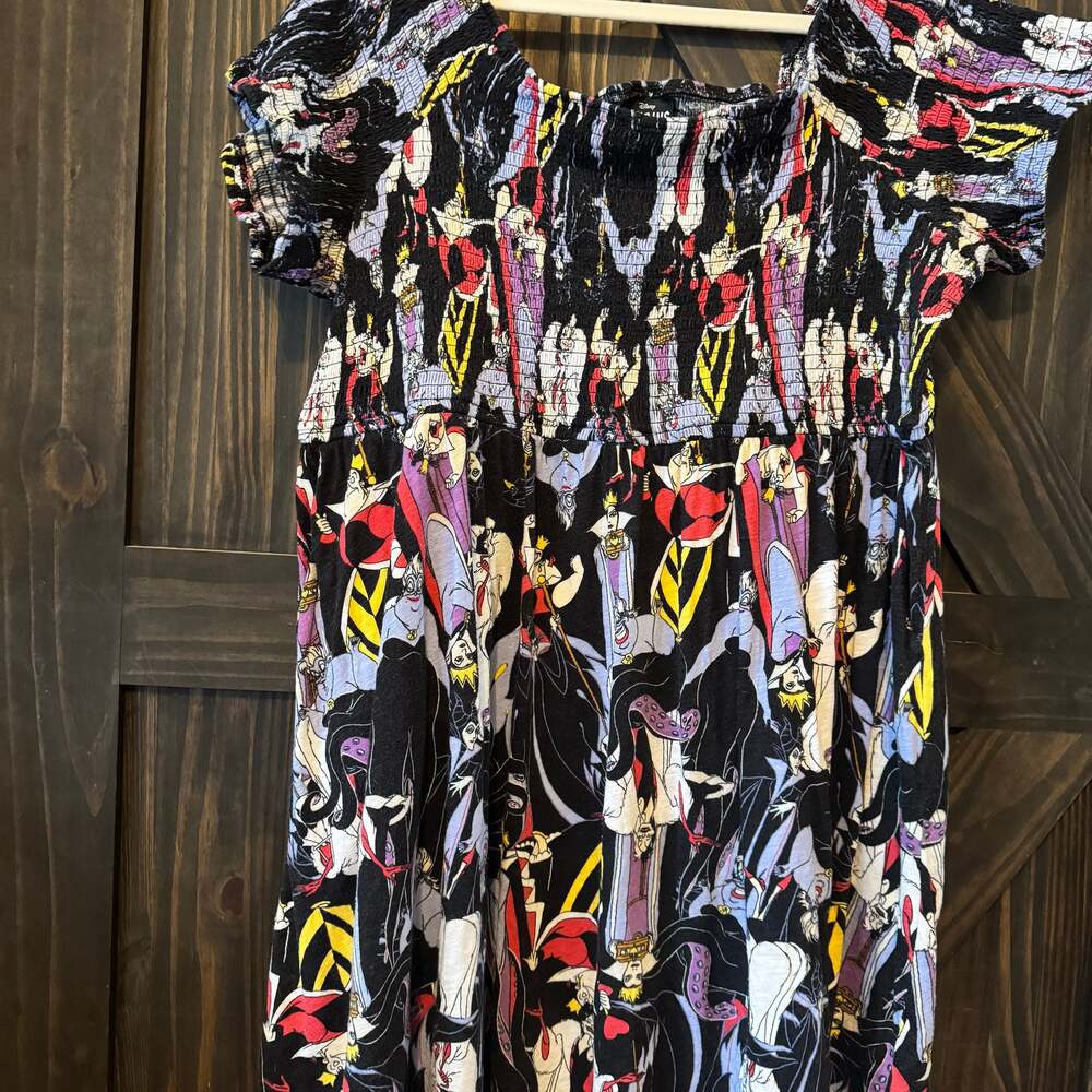 Disney Villains Smocked Dress/Top XXL — Black Gothic Fit & Flare